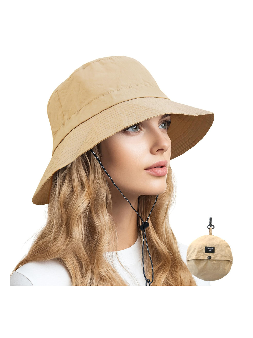 Sun Bucket Hats for Woman Men Lightweight Sun Hat Packable | Khaki | Size OS